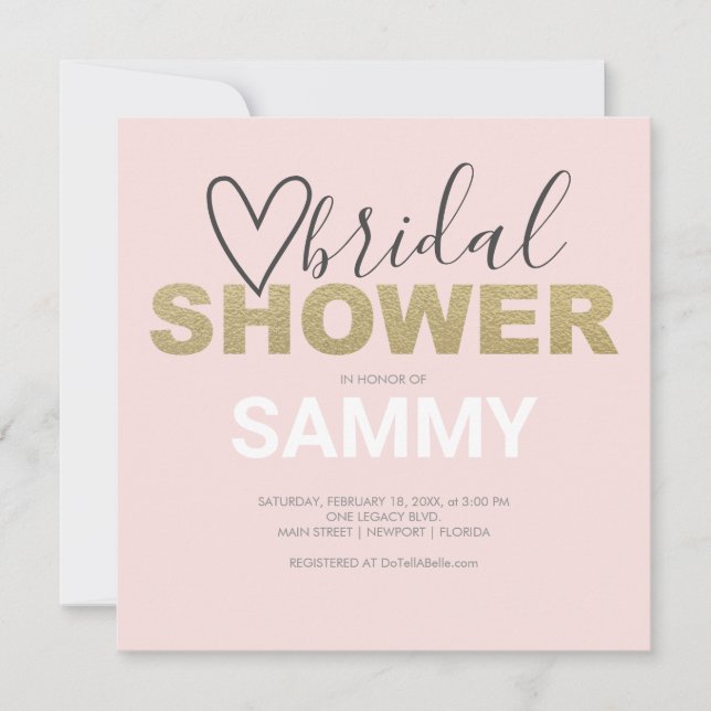 Roze en Faux Gold Heart Vrijgezellenfeest (Voorkant)