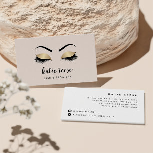 Roze en Faux Gold Lashes & Brows Beauty Visitekaartje