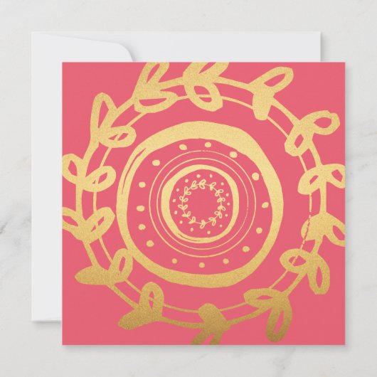 Roze en Faux Gold Modern Chick Easter Brunch Kaart (Achterkant)