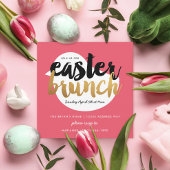 Roze en Faux Gold Modern Chick Easter Brunch Kaart