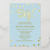 Roze en Faux Goud Confetti Meisje Baby shower Folie Uitnodiging (Voorkant)