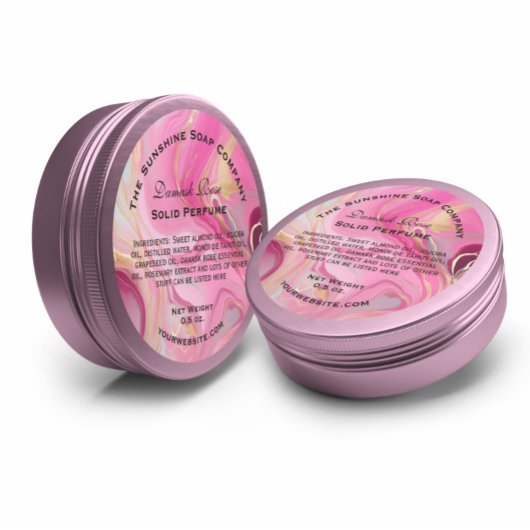 Roze en Faux Goud Marmeren Cosmetica Ronde Sticker