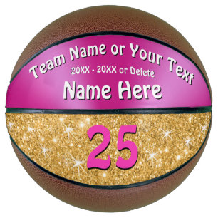 Roze en faux Goud schitter Gepersonaliseerd Basketbal