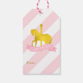 Roze en Faux Gouden Folie Carrousel Paard Cadeaulabel (Achterkant)