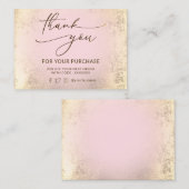 roze en faux gouden folie dank u kaart visitekaartje (Voorkant / Achterkant)