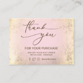 roze en faux gouden folie dank u kaart visitekaartje (Voorkant)