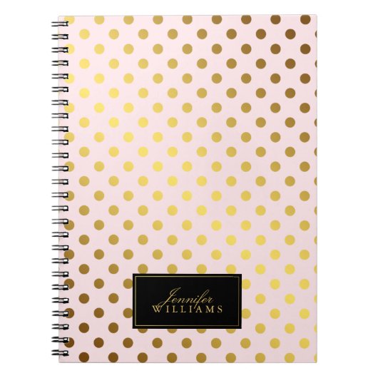 Roze en Faux Gouden Folie Polka Dots Notitieboek (Voorkant)