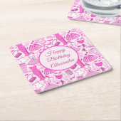 Roze en felroze modepatroon kartonnen onderzetters (Schuin)