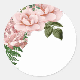 Roze en Ferns Wedding Ronde Sticker
