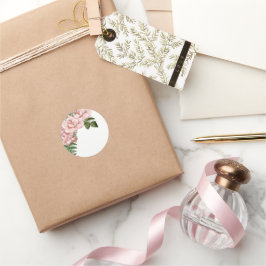 Roze en Ferns Wedding Ronde Sticker