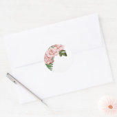 Roze en Ferns Wedding Ronde Sticker (Envelop)