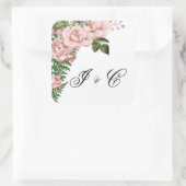 Roze en Ferns Wedding Vierkante Sticker (Tas)