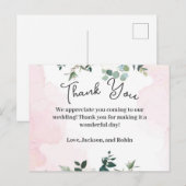 Roze en Floral Hartelijk dank Briefkaart (Voorkant / Achterkant)