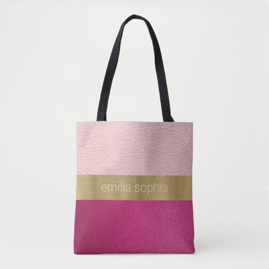 Roze en Fuchsia look van leder Tote Bag (Voorkant)