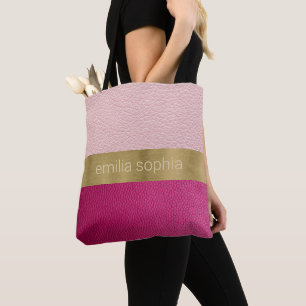 Roze en Fuchsia look van leder Tote Bag