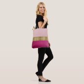 Roze en Fuchsia look van leder Tote Bag (Op model)