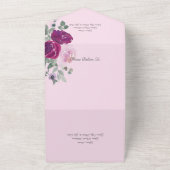 Roze en Fuchsia Rozen op Roze All In One Uitnodiging (Buitenkant)