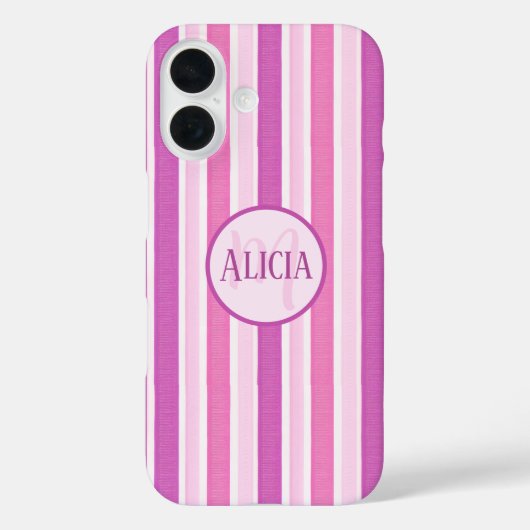 Roze en Fuchsia strepen Case-Mate iPhone Case (Achterkant)