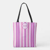 Roze en Fuchsia strepen Tote Bag (Achterkant)