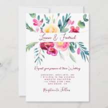 Roze en fuchsia waterverf bloemstuk aangepaste tro