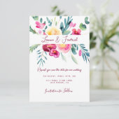 Roze en fuchsia waterverf bloemstuk aangepaste Tro Save The Date (Staand voorkant)