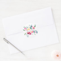 Roze en fuchsia waterverf bloemstuk op maat gemaak
