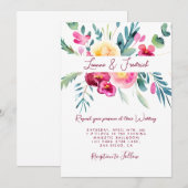 Roze en Fushia waterverf floral custom Bruiloft Kaart (Voorkant / Achterkant)