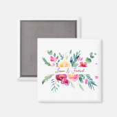 Roze en Fushia waterverf floral custom Bruiloft Magneet (Voorkant / Achterkant)