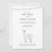 Roze en gebroken-witte Baby shower Neutrale Llama Kaart (Voorkant)