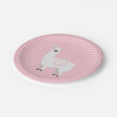Roze en gebroken-witte Baby shower Neutrale Llama Papieren Bordje (Gekanteld)