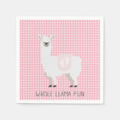 Roze en gebroken witte genderneutrale lama Baby sh Servet (Voorkant)