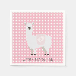 Roze en gebroken witte genderneutrale lama Baby sh Servet