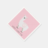 Roze en gebroken witte genderneutrale lama Baby sh Servet (Hoek)