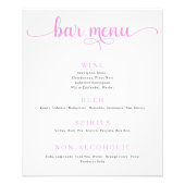 Roze en Gebroken Witte Huwelijksbar Menu Poster (Voorkant)