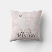 Roze en gebroken-witte Llama Sierkussen met moeder (Achterkant)