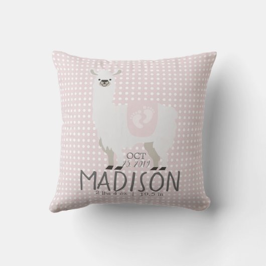 Roze en gebroken-witte Llama Sierkussen met moeder (Achterkant)