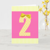 Roze en Geel 2e verjaardag Kaart (Gele Bloem)