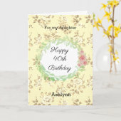 Roze en Geel 40e Verjaardag Dochter Kaart (Gele Bloem)