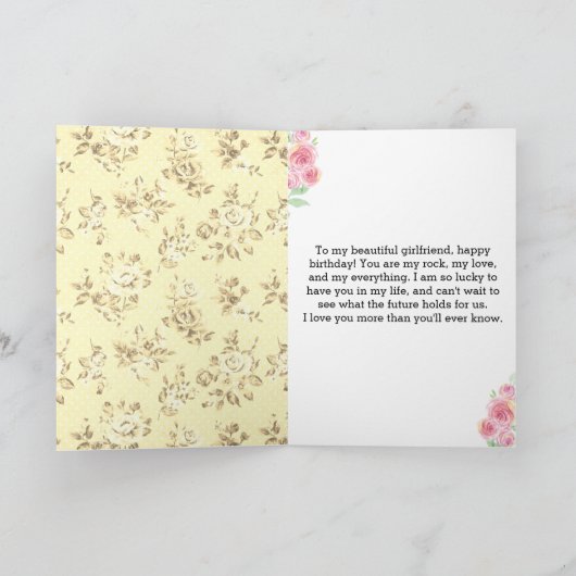 Roze en Geel 40e Verjaardag Vriendin Kaart (Binnen)