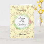 Roze en Geel 40e Verjaardag Vrouw Kaart (Gele Bloem)