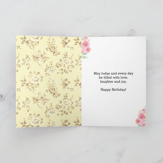 Roze en Geel 40e Verjaardag Zuster Kaart (Binnen)