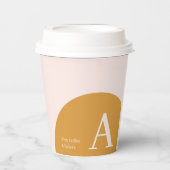 Roze en geel | Aangepaste Koffie voor kleurenblok Papieren Bekers (Voorkant)