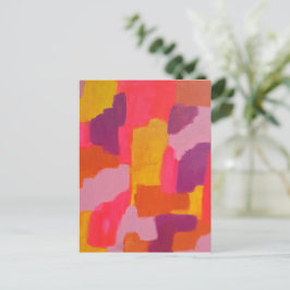 Roze en geel Abstract Briefkaart