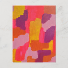 Roze en geel Abstract Briefkaart