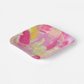 Roze en Geel Abstract Kunst Papieren Bord (Gebogen)