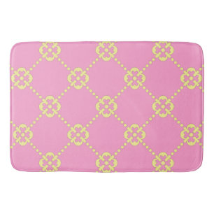 Roze en geel abstract patroon badmat