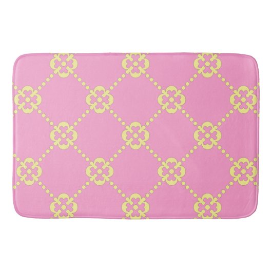 Roze en geel abstract patroon badmat (Voorkant)