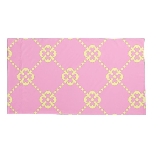 Roze en geel abstract patroon kussensloop (Achterkant)