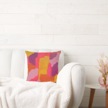 Roze en geel Abstract Sierkussen