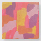 Roze en geel Abstract Stenen Onderzetter (Voorkant)